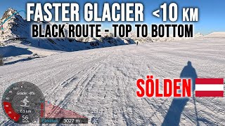 [4K] Skiing Sölden, 100 kph Glacier Black Route - Faster ⋖10 km Top to Bottom, Austria, GoPro HERO13