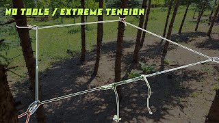 Building a Survival Shelter - Make a Square „roof“ Frame out of Rope - Super Strong Tension System