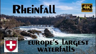 Rheinfall ( Rhinefalls) from above -  Europe's Largest Waterfall - Switzerland presented in 4K