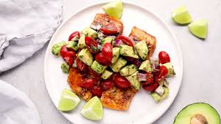 🥑 Grilled Salmon with Avocado Salad {Low-carb option!}