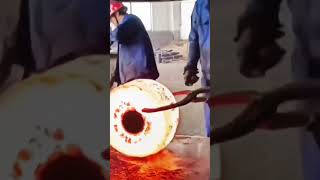 Iron post forging ring drilling process-  Dangerous Giant Heavy Duty Hammer Forging Process