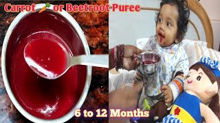 Carrot 🥕 or Beetroot Puree for Babies| Homemade baby food 6 to 12 Months| @Ushakumarikitchen