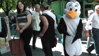 Marc looking for food in the Pingwin costume at Nordsee in Munich (Germany)