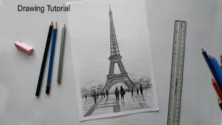 How to draw Eiffel tower Step by Step.