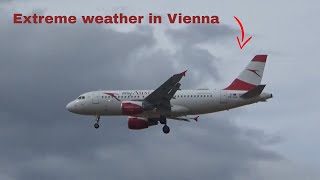 Extreme Crosswind Landings \u0026 Go Arounds - Vienna Airport planespotting