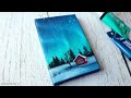 How to paint northern lights | Easy acrylic painting tutorial for beginners | Mini canvas painting