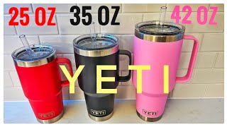 Yeti 42 oz vs 35 oz vs 25 oz Rambler Tumbler with Handle \u0026 Straw Lid Comparison