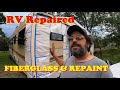 RV Fiberglass Repair & Repainting - How to Straighten a Bumper With A Tree, Tow Straps and Chains.