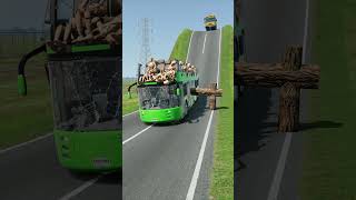 Colourful Long Buses vs Logs Trap - BeamNG.drive #shorts #beamngdrive #bus