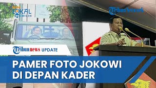 Pidato di Hadapan Ribuan Kader Gerindra, Prabowo Pamer Foto Bareng Jokowi Naik Mobil Jip Maung