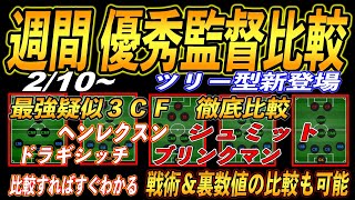 【2/10～週間優秀監督比較】最強疑似３ＣＦ徹底比較★戦術＆裏数値全て掲載『ウイイレアプリ2021』【229】