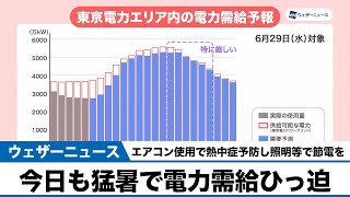 今日も猛暑で電力需給ひっ迫　エアコン使用で熱中症予防し照明等で節電を