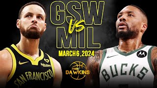 Golden State Warriors vs Milwaukee Bucks  Game Highlights | March 6, 2024 | Free