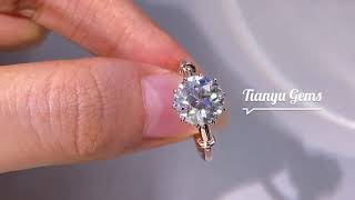 Old European Cut Diamond Moissanite Solitaire Engagement Ring Customized By Tianyu Gems