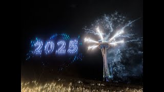 Fireworks and drones ring in 2025 at Seattle's Space Needle - New Year's at the Needle #NYENeedle