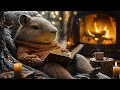 capybara magical treehouse • crackling fire soft lights u0026 rustic woodland escape for relaxation