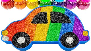 Satisfying Video | How To Make Rainbow Car Bathtub From Glitter Slime Cutting ASMR | Yo Yo Candy