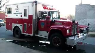 FDNY Field Comm Unit 1 1980's Spare MACK And Oldest Front Line RIg On Scene Of A 5 Alarm Fire