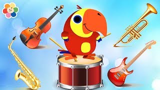 Learn Music Instruments Names With Funny Larry Surprise Eggs | Drums, Guitar, Trumpet & More!