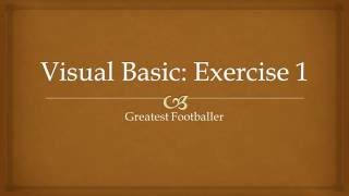 Visual Basic Exercise 1