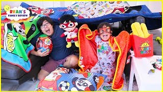 Secret Base Pillow Fort Challenge with Ryan's Family Review!!