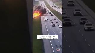 Explosion on Ohio Freeway After Dump Truck Collision #shorts