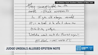 Judge releases alleged Epstein note tied to reported jail suicide attempt