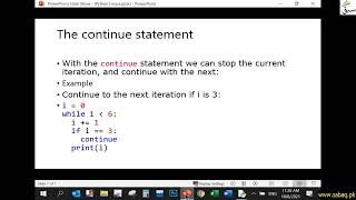 The Continue Statement in Python, Computer Science Lecture | Sabaq.pk