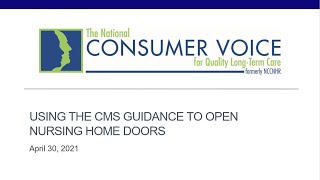 Using the CMS Guidance to Open Nursing Home Doors - April 30