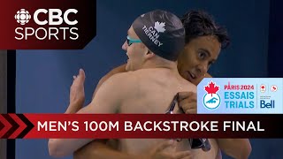 Two Olympic qualifying times in men's 100m backstroke final at Swimming Trials in Toronto