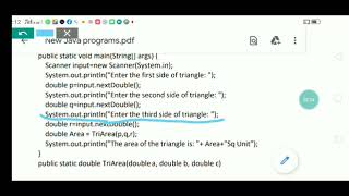 Java program to find out area of a triangle if three sides are given