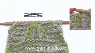 How to decrease 4 stitches with 2-colour in English rib