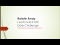 Rotate Array Leetcode 189 | leetcode solution