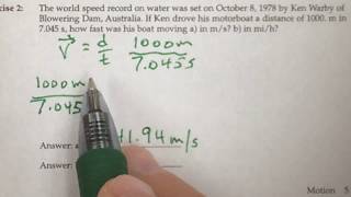 Conceptual Physics 1.1 Speed, Velocity and Acceleration problem 2