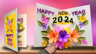 DIY  Happy New year card 2024 / How to make new year greeting card / DIY New year card making