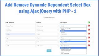 jQuery Add or Remove Dynamic Dependent Select Box using PHP Ajax - 1