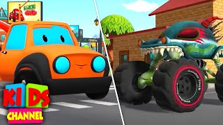 Road Rangers Vs Haunted House Monster Truck | Car Cartoon Videos for Kids