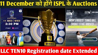 Ispl Season 2 Auction Dates Announced 😄 LLCTEN10 Trials Date extended ll Tennis cricket league