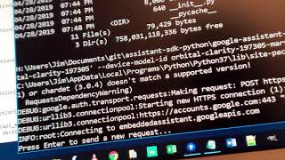 Demo of Google voice assistant from python CLI in Windows