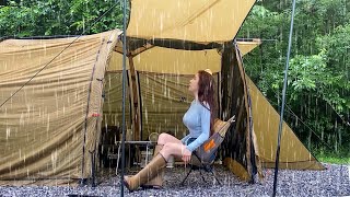 Camping in the Rain Rainstorm Enjoying Relax Solo Tent Shelter Camping Rain ASMR