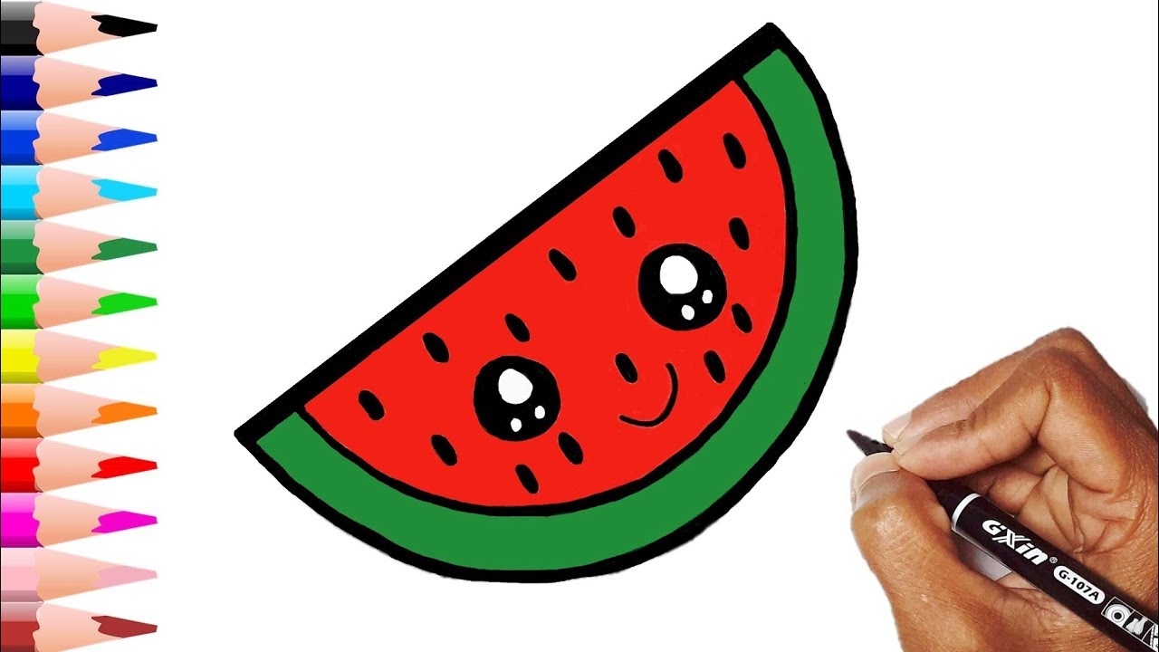 Watermelon Drawing Easy Cute At Laura Timbery Blog