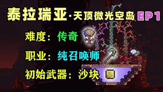 游戏实况 | 【泰拉瑞亚】天顶微光空岛EP1：地狱难度！纯召唤师开局【黑桃的泰拉瑞亚之旅】