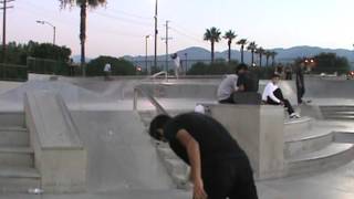 jamies frontside lip on 7 stair rail