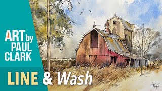How to Paint an Old Derelict Barn in Line and Wash