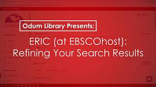 ERIC (at EBSCOhost): Refining Your Search