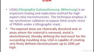 Micro Manufacturing-III LIGA Process