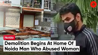 Bulldozers reach Noida society to remove encroachment at home of man who abused, pushed woman