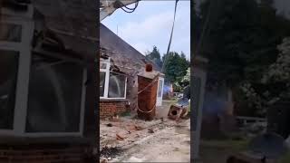 Crane fail. 😬 #shorts #roof #roofer #roofing #roofershelper #chimney #demo #brick