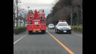 給油に向かう小山消防の救助工作車