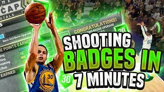 NBA 2K20 HOW TO GET SHOOTING BADGES FAST IN 7 MINUTES!!! BEST SHOOTING BADGE METHOD NBA 2K20